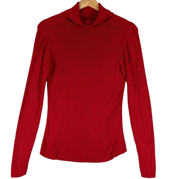 Ann Taylor Sweaters - Ann Taylor Silk Turtleneck Ribbed‎ Sweater Red XS Lightweight 100% Silk